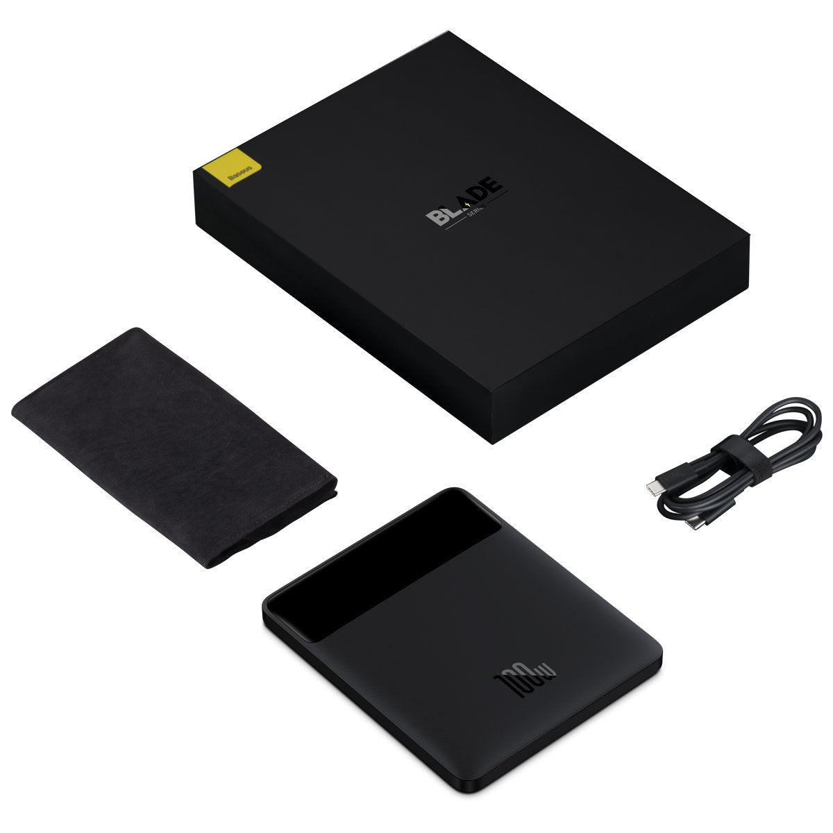 Baseus Blade Ultrathin Externer Akku, 20000mAh, 100W, QC + PD, 2 x USB-A - 2 x USB-C, Schwarz PPBL000201 PPBL000201
