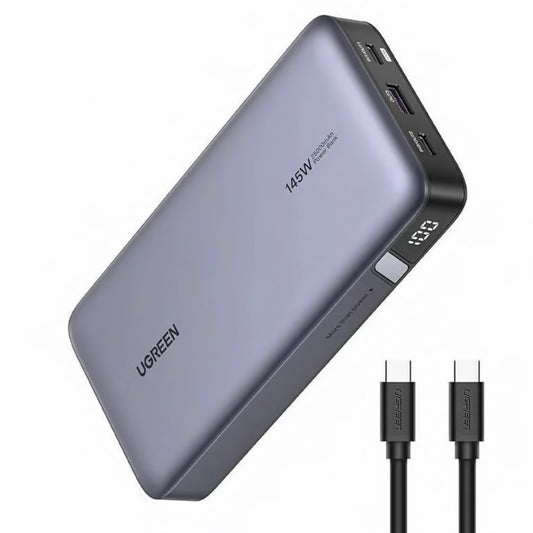 UGREEN PB205 Externer Akku, 25000mAh, 145W, QC + PD, 1 x USB-A - 2 x USB-C, Grau 