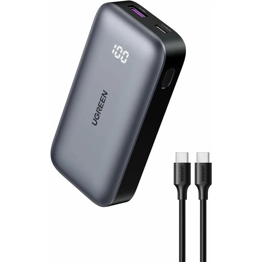 UGREEN PB502 Externer Akku, 10000mAh, 30W, QC + PD, 1 x USB-A - 1 x USB-C, Grau 