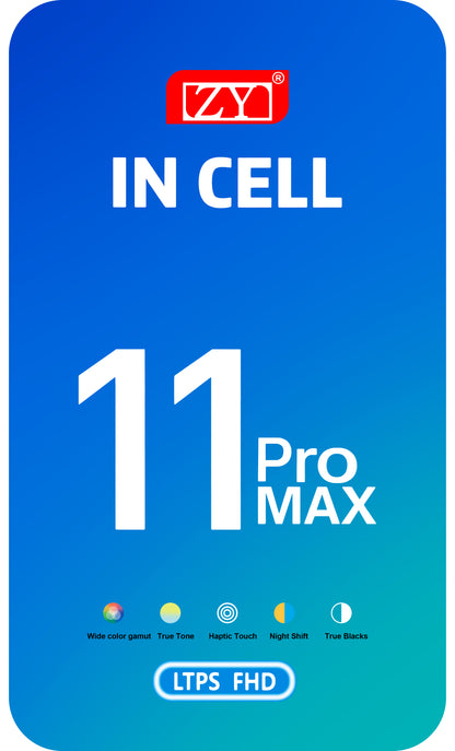 ZY Touchscreen Display für Apple iPhone 11 Pro Max, mit Rahmen, In-Cell IC Movable LCD Version, Schwarz 