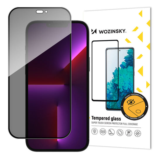 WZK AntiSpy Privacy Screen Protector für Apple iPhone 15, Glas geschützt, Vollverklebung