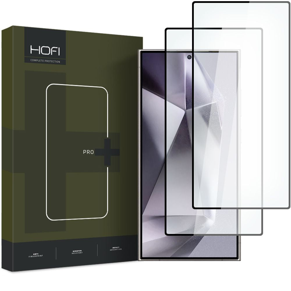 Displayschutzfolie HOFI Glas PRO+ für Samsung Galaxy S24 Ultra S928, Glasschild, Vollverklebung, Set 2 Stück, 2.5D, Schwarz 