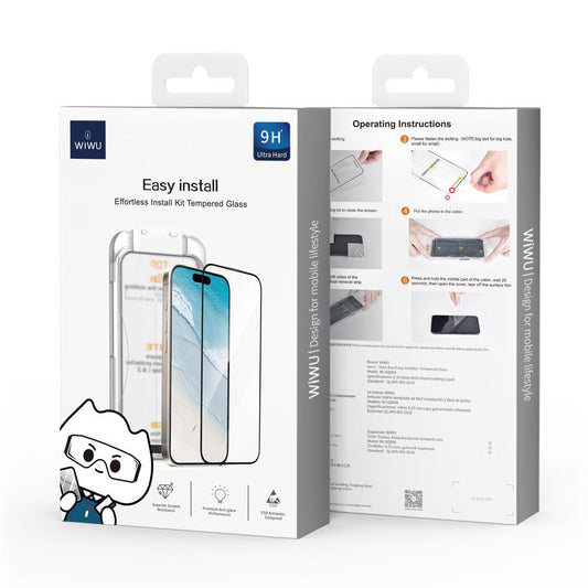 Displayschutzfolie WiWu Wi-SQ008 für Apple iPhone 16 Plus, Schutzglas, Vollverklebung, Schwarz