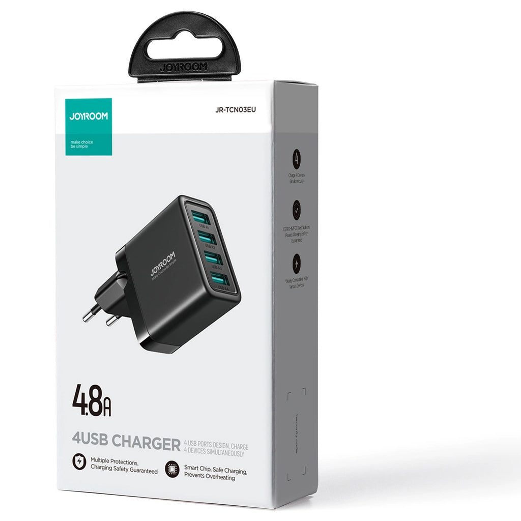 Netzwerk-Ladegerät Joyroom JR-TCN03, 24W, 2.4A, 4 x USB-A, Schwarz 